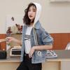 Trendy Women's Spliced Denim Jacket - Spring/Autumn 2025 Korean Loose Fit Short Hooded Style