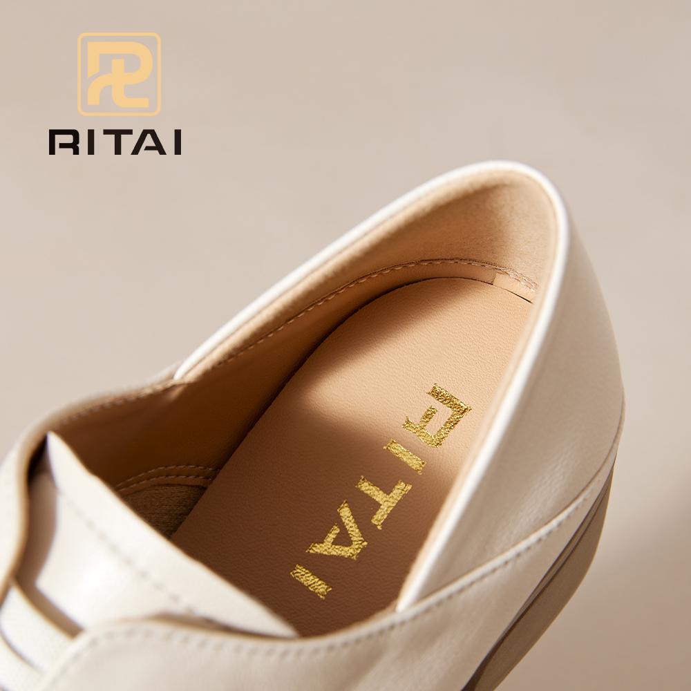 Genuine Leather Women Casual Shoes Round Head Height Increasing Thick Bottom Shoes Breathable Comfortable Flat Shoes