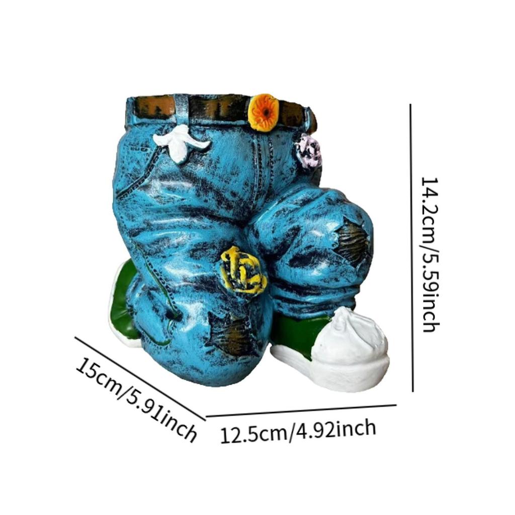 Jeans Shape Planter Denim Pants Resin Flower Pot Patio Decor Denim Clothes Pants Flowerpot Novelty Creative Lawn Flower Pot