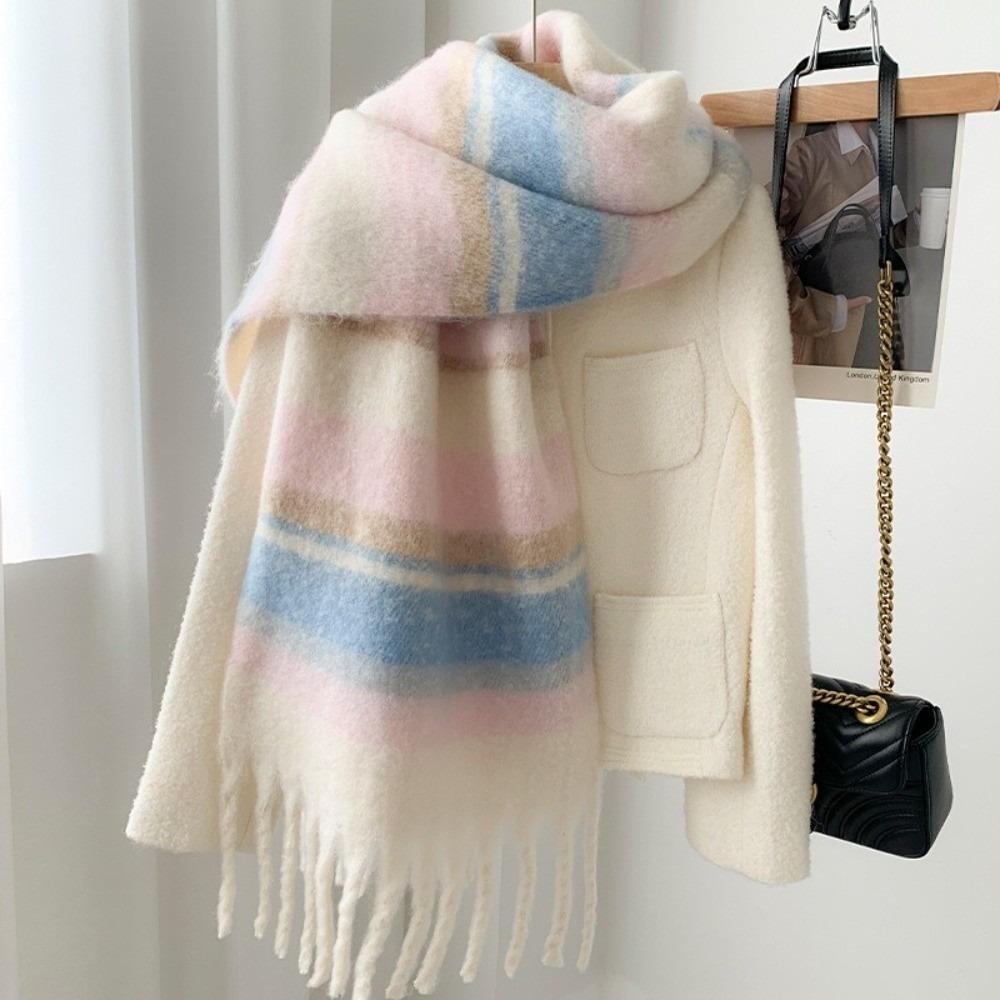 Warm Long Tassel Scarves Mohair Neck Warmer New Shawl Wrap Autumn and Winter