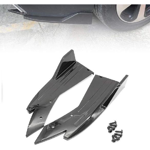 2PCS Universal Rear Bumper Lip Diffuser Splitter Canard Protector Front Bumper Lip Body Kit Front Bumper Side Skirt Spoiler Splitter (Black)