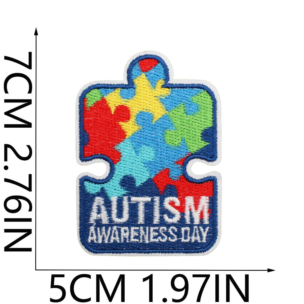 Färg pussel broderi tyg klistermärke liten dinosaurie dator broderi etikett tecknad sköldpadda autism kampanj patch klistermärke strykning