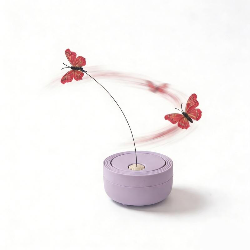 Intelligent Rotating Butterfly Cat Teaser Toy, Realistic Butterfly Automatic Spinning Cat Wand