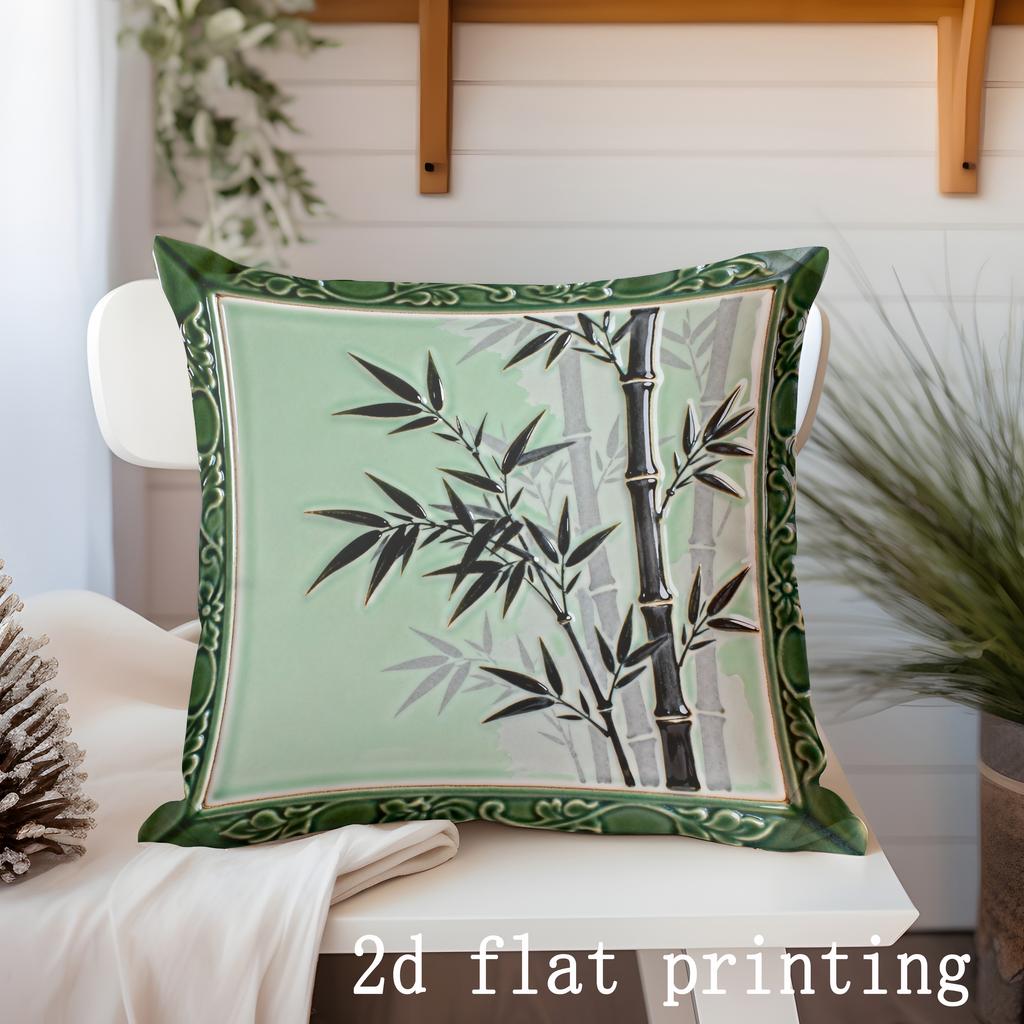 Bamboo Pattern Decorative Square Pillow Cover Pattern Cushion Cover Suitable for Sofa Bedroom Car Pillow Cover