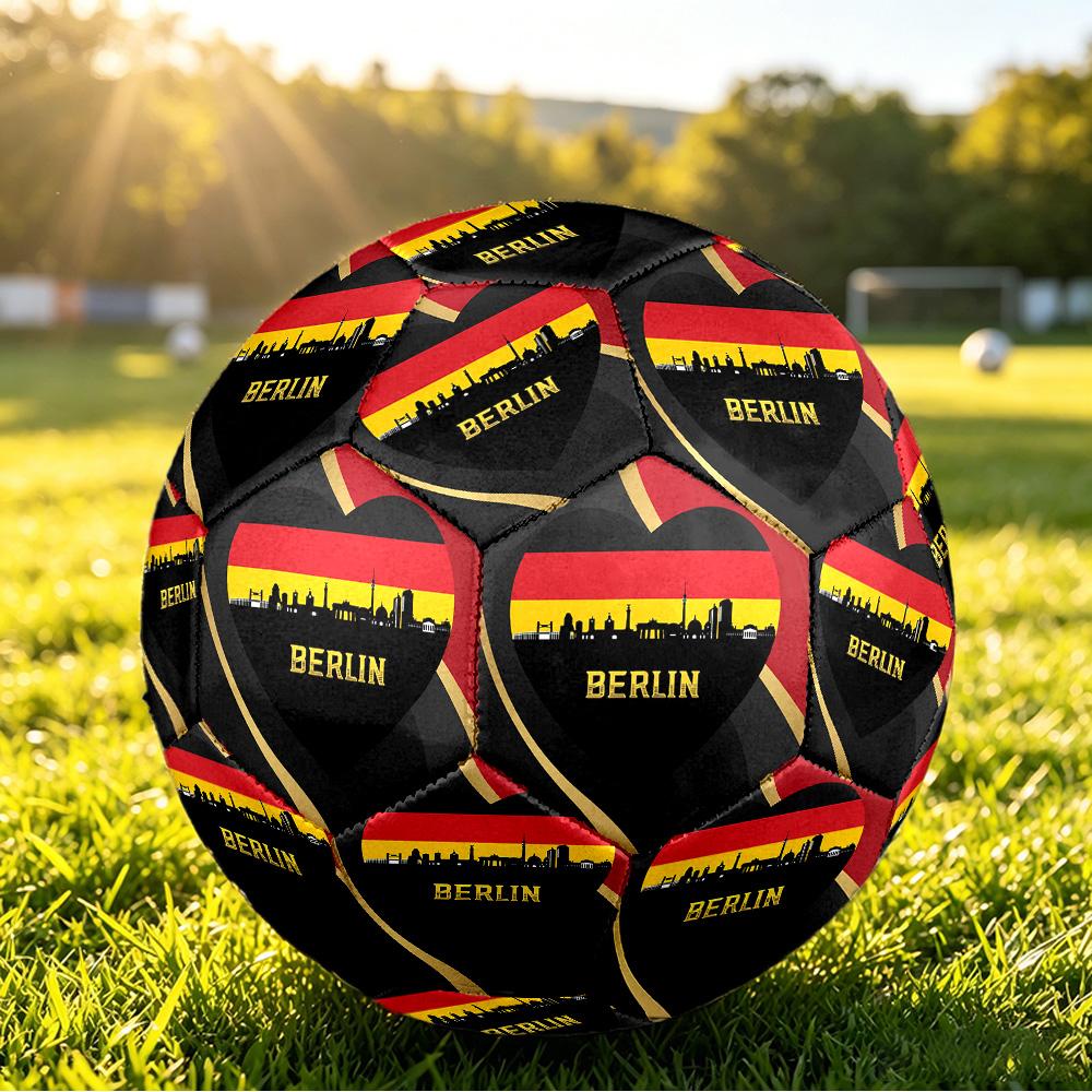 Deutschland Fußball Bedruckt Größe 5 Fußball Ball Verschleißfest Standard Erwachsenen Trainingsfußball Fan Geschenk für Indoor Outdoor Spiel Sport
