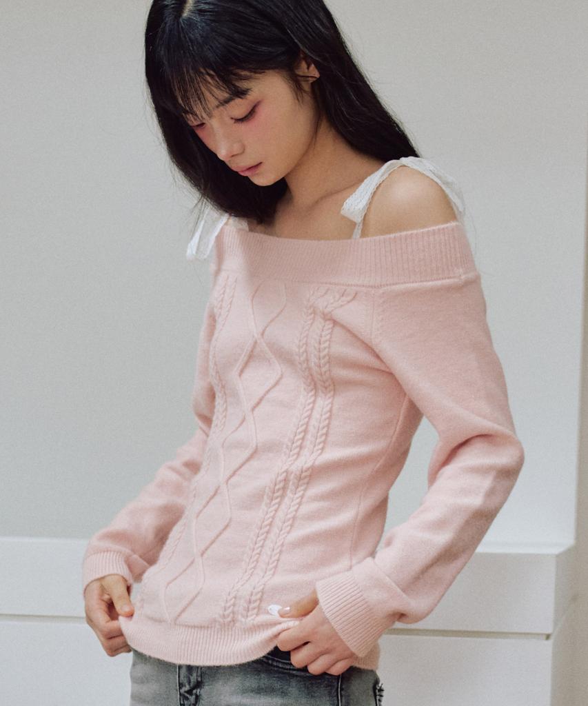 ZEROPLANET Rudy Off-Shoulder Knit [Pink]
