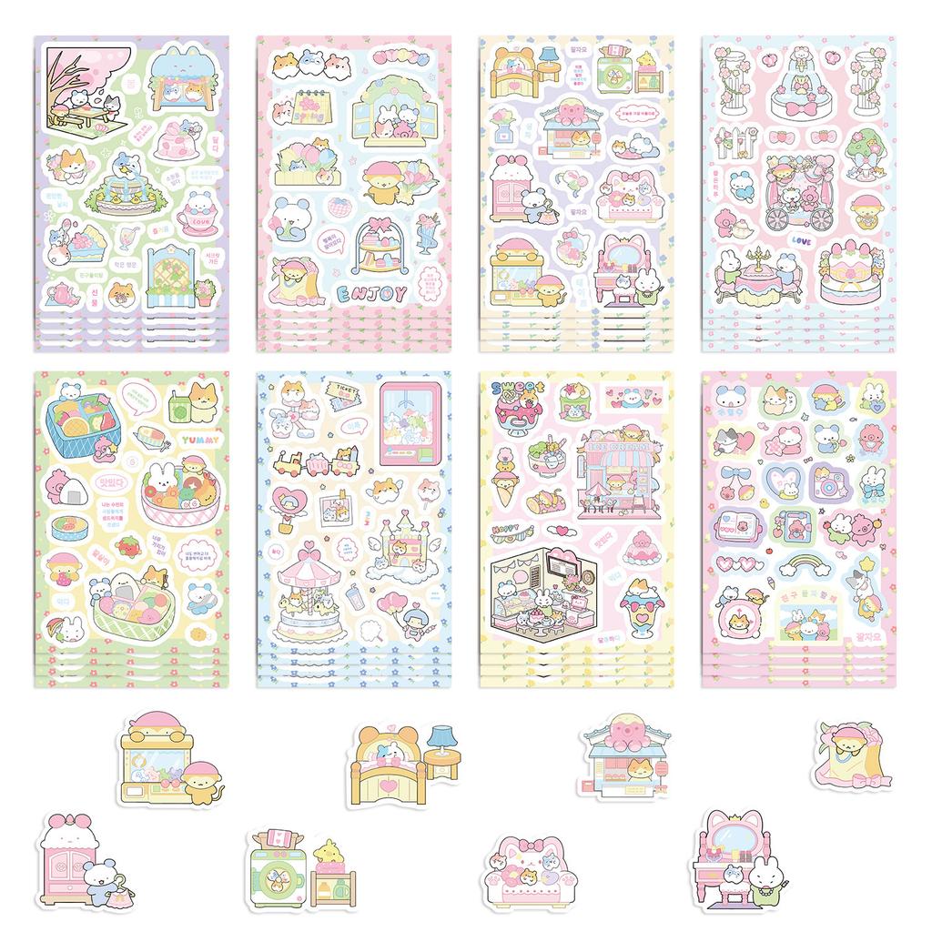 8 Cartoon Spring Travel Collage Hand-on DIY Guka Hand Account Mobile Phone Case Laptop Decoration Waterproof