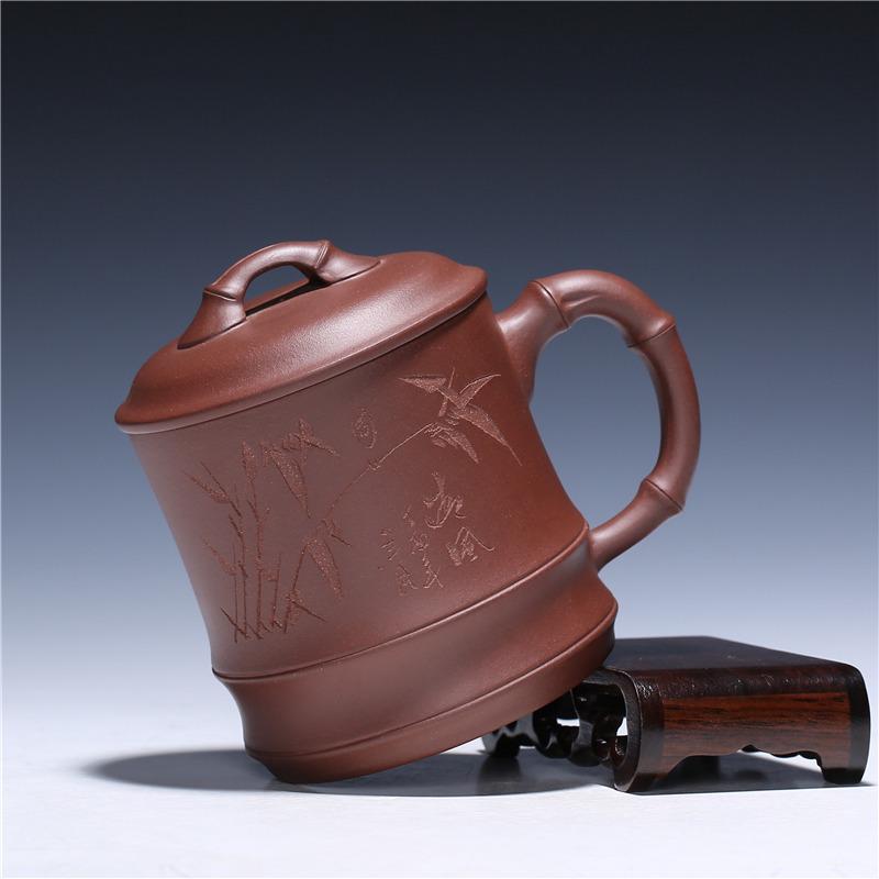 Purple Sand Cover Cup Big Bamboo Section 550ml Tea Cup