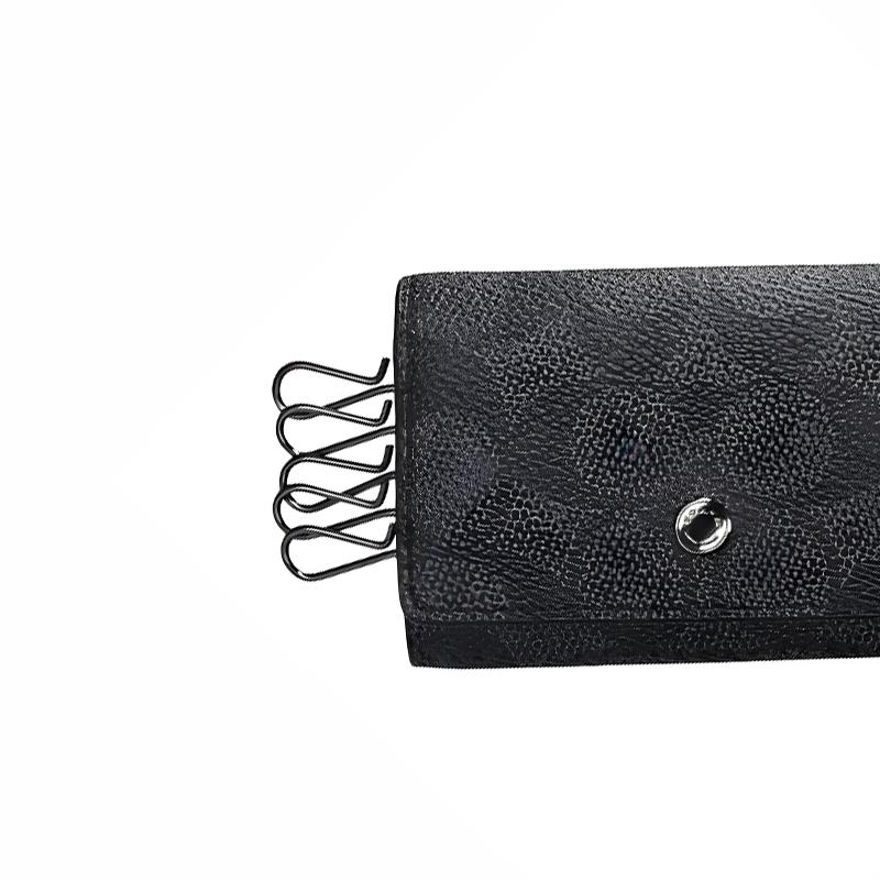 Coach 10 Five Ring Logo Print Snap Closure Coated Canvas Key Pouch Men accessories Black CAR00-QBMI5