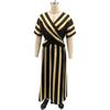 Maxi Robe d'Été pour Femmes Rayée Manches Courtes Col en V Robe évasée Décontractée Vacances à la Plage Fluide Robe d'été coupe A