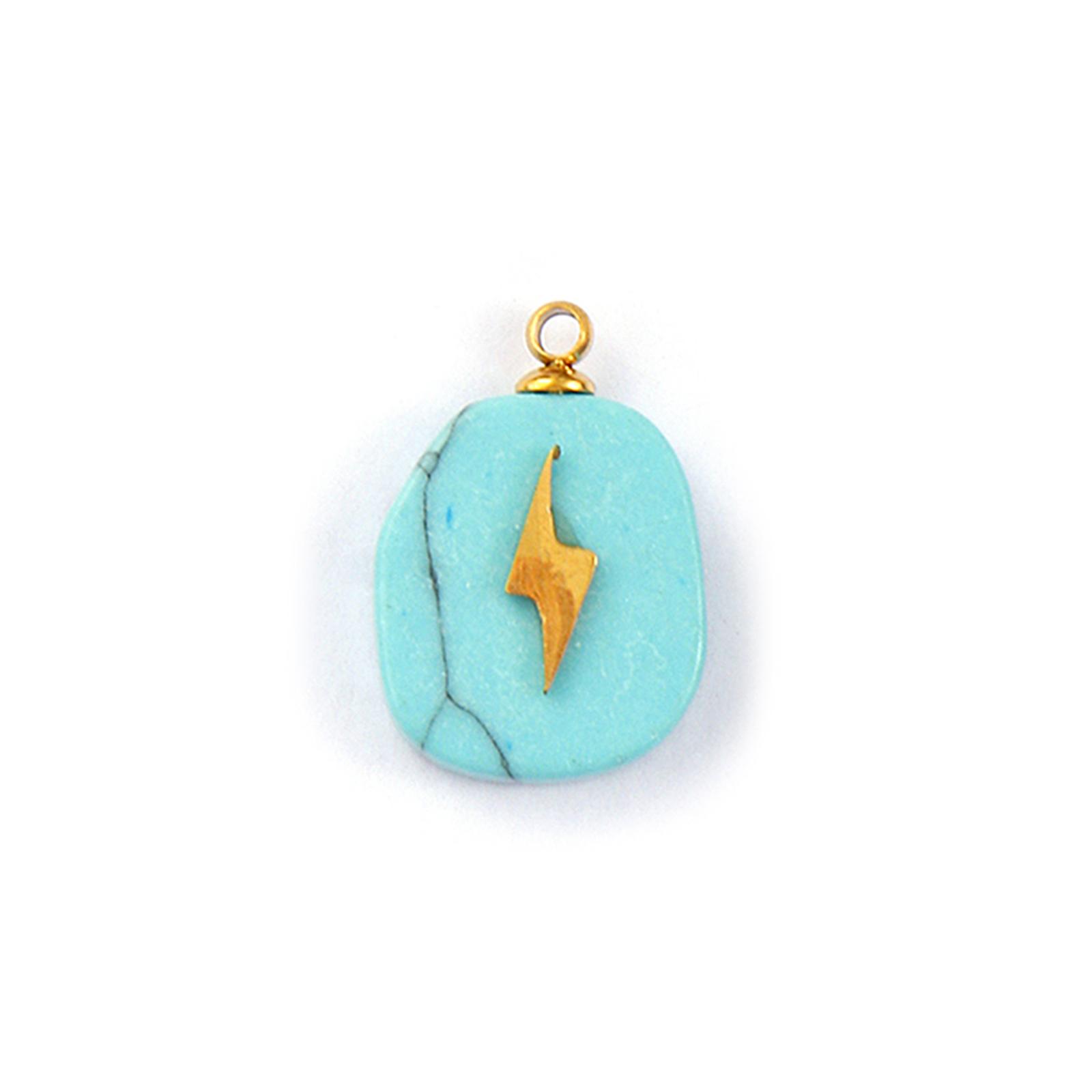 

1 Piece 304 Stainless Steel & Geometric Natural Stone Charms Gold Plated Oval Drop Round Lightning Sun Pendants Necklace DIY