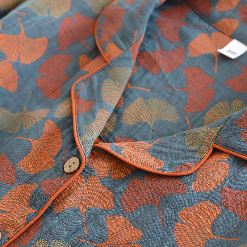 Damski Zestaw Piżamy Bawełnianej Plus Size, Kardigan Żakardowy z Długim Rękawem na Wiosnę/Lato