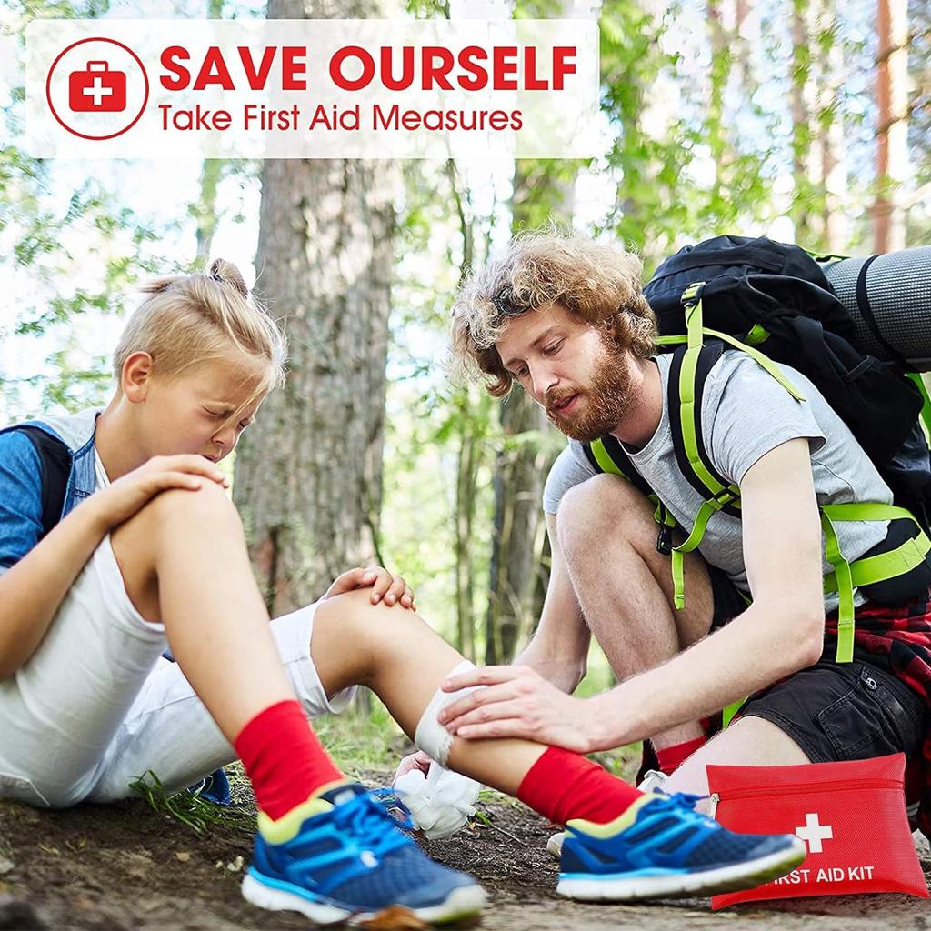 Emergency Kit - 76 Pcs - Small Travel Emergency Kit Ideal for Car, School, Sports, Home, Travel, Camping and Hiking