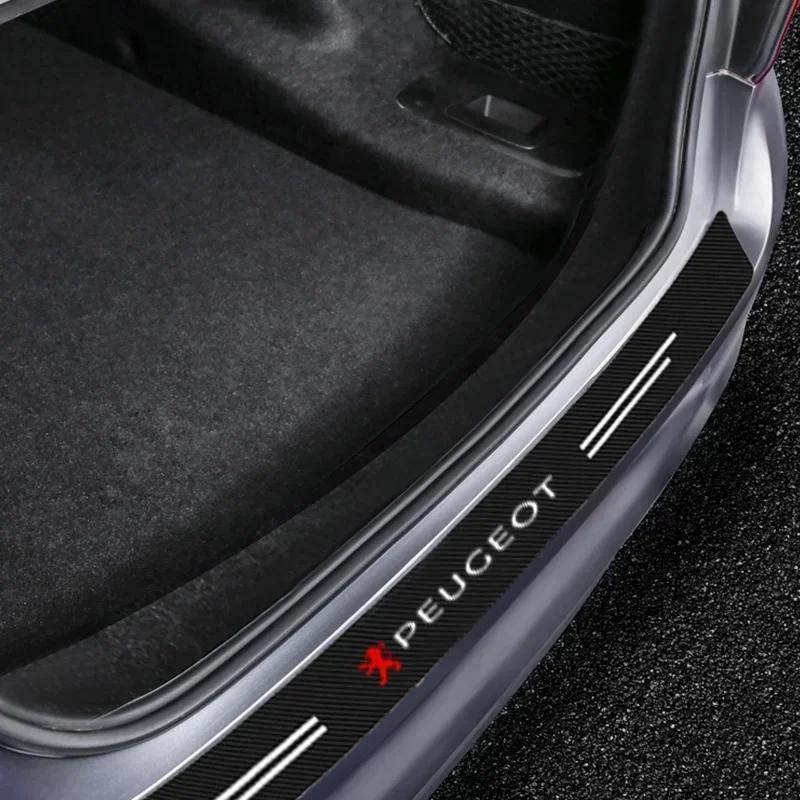 Dla Peugeot Włókno węglowe Ochronna Naklejka na Tylny Zderzak Bagażnika Samochodowego Dla Peugeot 107 106 205 206 307 308 3008 207 208 407 508