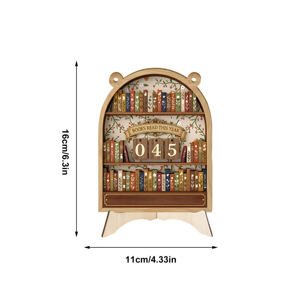 Vintage Holz Lese-Tracker Zählt bis zu 999 Bücher Mit Exquisitem Design Und Nostalgischer Ästhetik Perfektes Schreibtischornament
