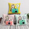 Kitten And Camera Cushion Cover Short Plush Soft DoubleSided Printing Pillow Case Cozy Sofa Bedroom Home Decor Gift