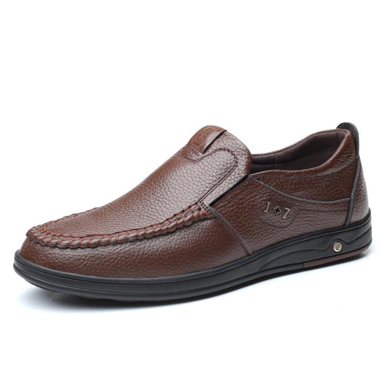 Cowhide men's shoes 2025 autumn leather shoes men's low-top casual shoes men's single shoes genuine leather large size 45 46 foreign trade shoes