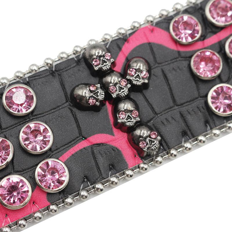Gothic Kreuz Diamant und Strass Armband Hip-Hop Punk Persönlichkeit PU Leder Armband