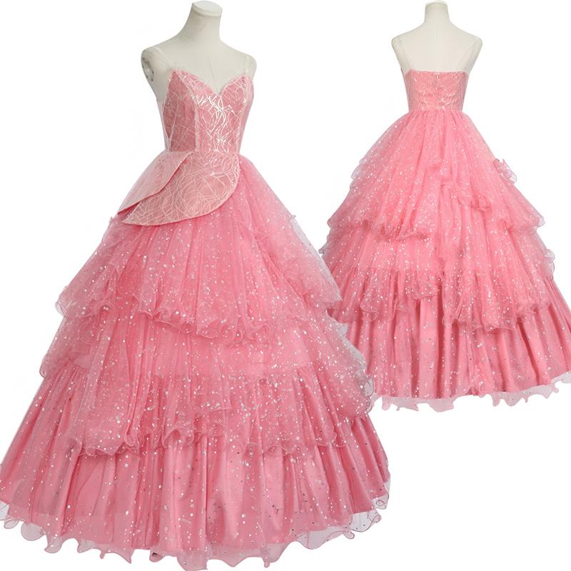 Wicked Glinda Dress for Adults Pink Glinda Cosplay Costume Dress Halloween Dance Party Show for Women Role-Playing Party Outfit