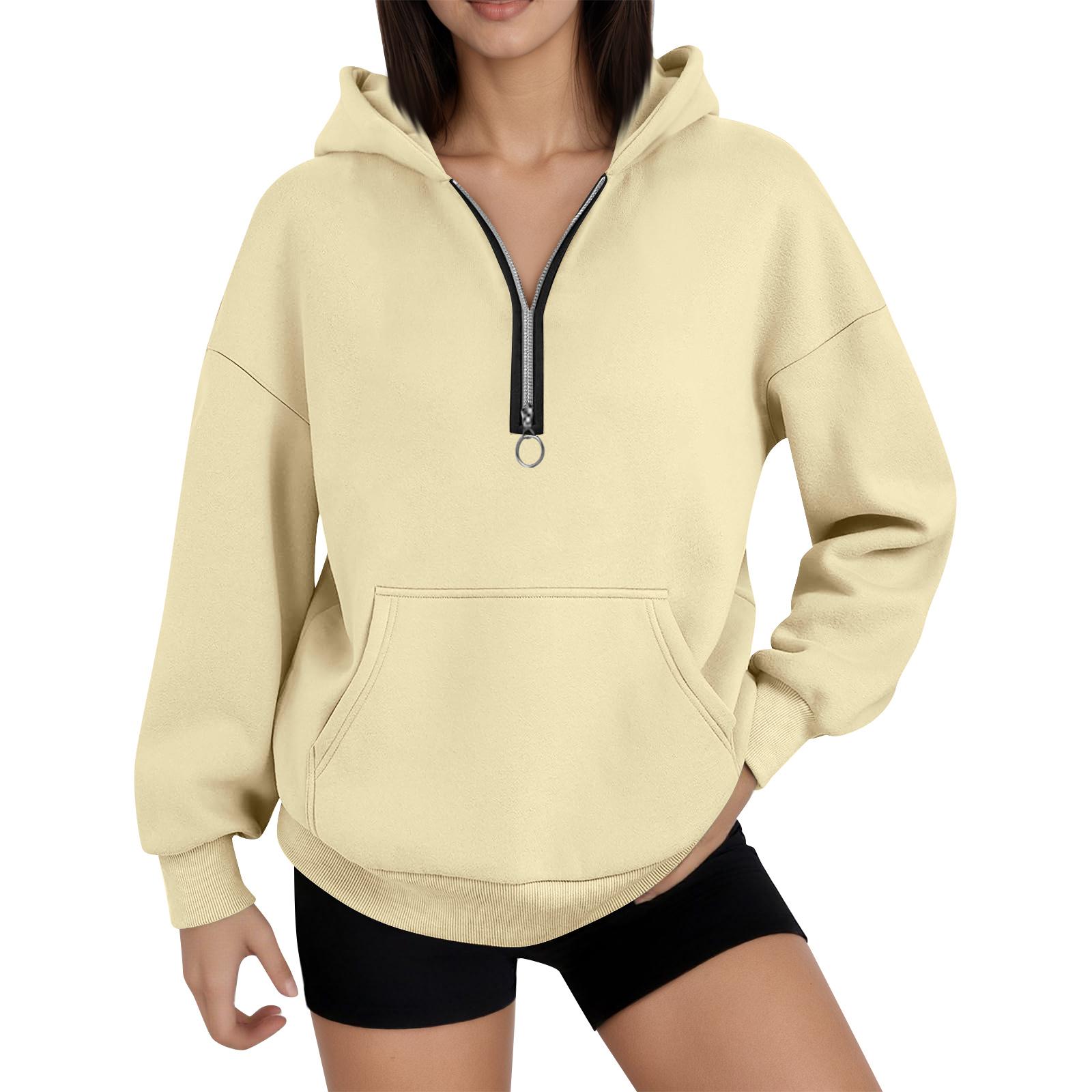 

Women s Fashion Women s Lightweight Long Sleeve Pullover With Pockets Preppy Graphic Hoodie M бежевий