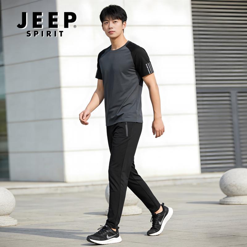 

JEEP SPIRIT Men s Ice Silk T-Shirt & Long Pants Sport Set XL