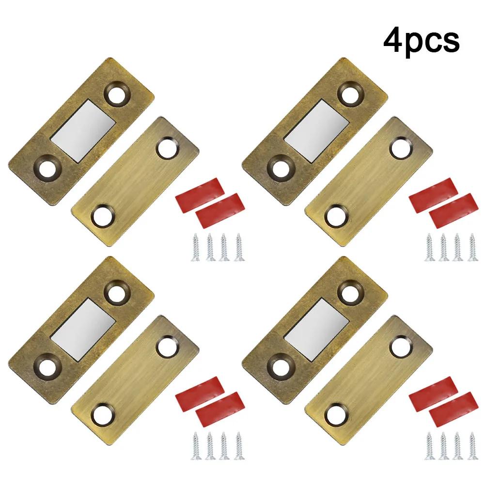 4 Sets Strong Magnetic Cabinet Catches Magnet Door Stops Hiddens Door Closer With Screw For Closet Cupboard Furniture Hardware