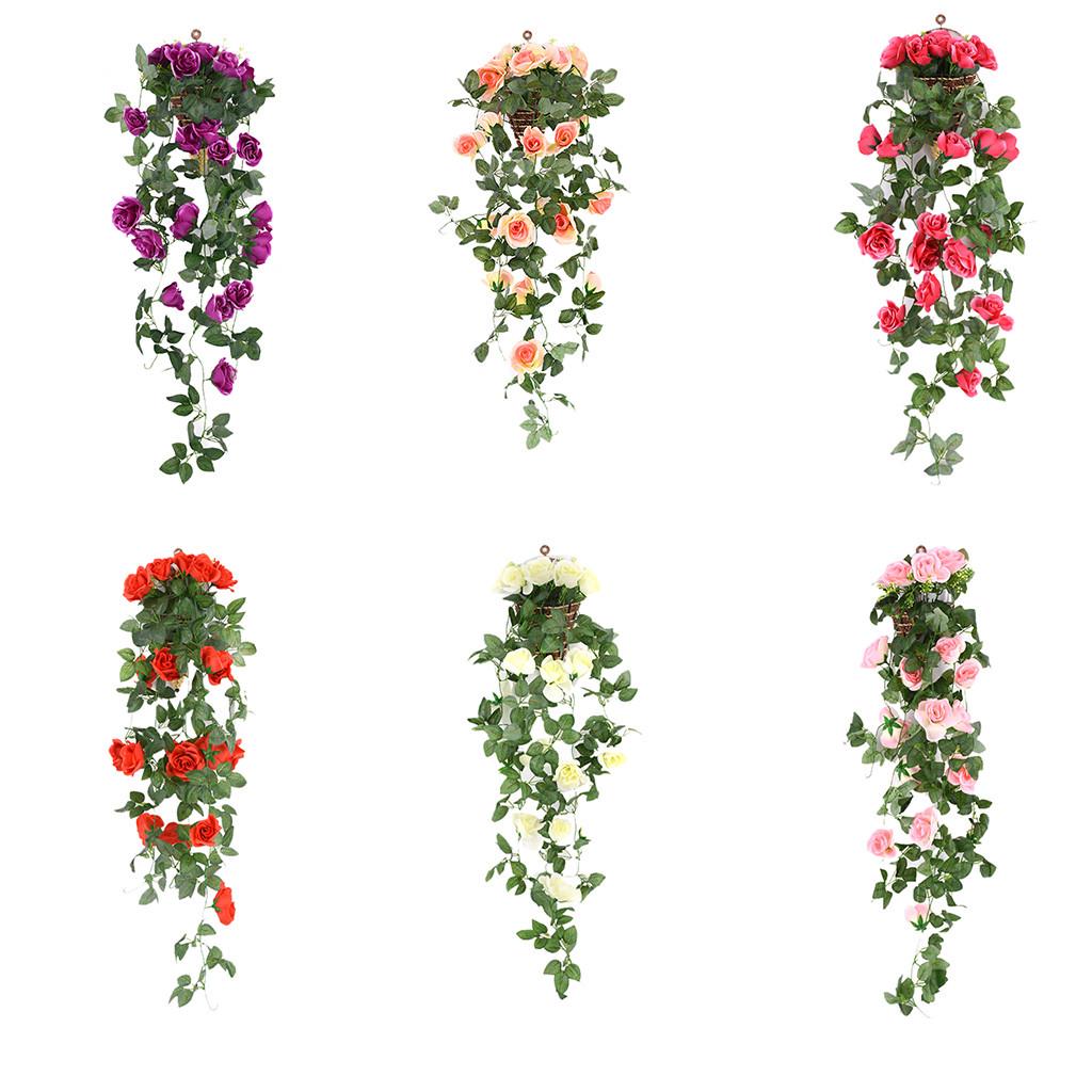 Buy BGZ Artificial Rose Flower Rattan Green Leaf Vine Garland Home