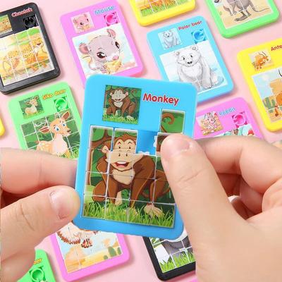20 Pcs 7CM Cartoon Animal Puzzle Sliding Puzzle Kids Birthday Party Favors School Kindergarten Prize Guest Goodie Bag Fillers