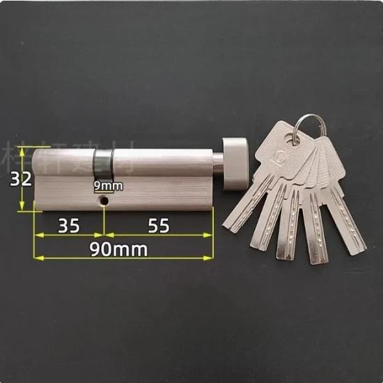 Special Custom Security Door Center Asymmetry Brass Lock Cylinder with Knob Aluminum Alloy Door Eccentric Lock Core Height 32mm
