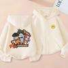 A4 Cartoon Trio Hooded Cardigan for Kids, Double-Sided Print Loose Casual Sweatshirt, Spring/Autumn.