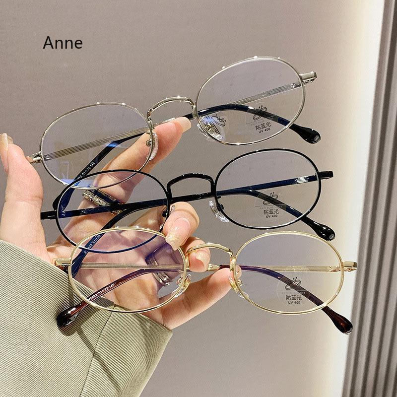 Vintage Anti-Blue Light Glasses Women's Oval Metal Frame  Designer Fashion Y2K Woman Metal Optical Frames Computer Glasses