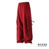 High Quality Ice Silk Waterproof Zipper Multi Pockets Casual Pants Men Solid Straight Elastic Waist Trousers Loose Cargo Pants