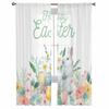 Osterhasen-Eier-Blumen-Tüllvorhänge für Wohnzimmer, durchsichtiger Vorhang für Schlafzimmer, Küche, Jalousien, Voile-Vorhänge