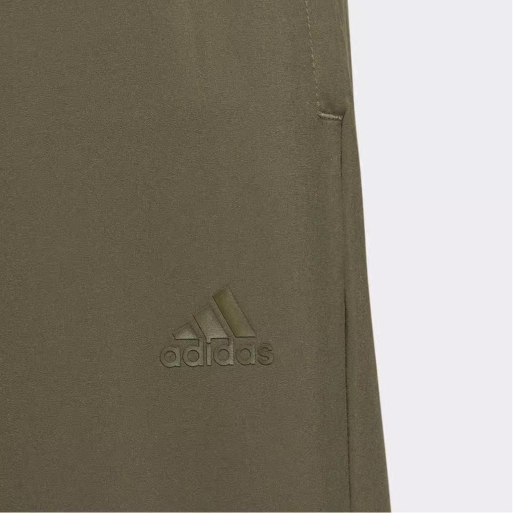 Adidas Brand Logo Solid Color Elastic Waist Straight Leg Track Pants Men Bottoms Olive IP3976
