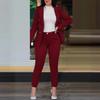 Burgundy Double-Breasted Blazer and Slim Fit Trousers Set