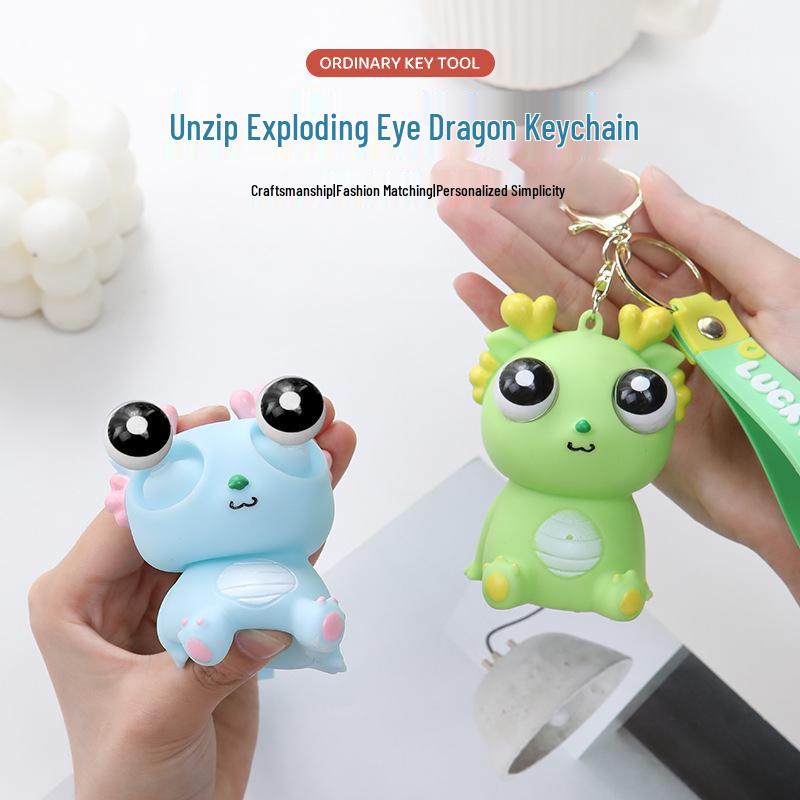 Exploding Eye Dragon Keychain: Squishy Stress Relief Toy and Pendant