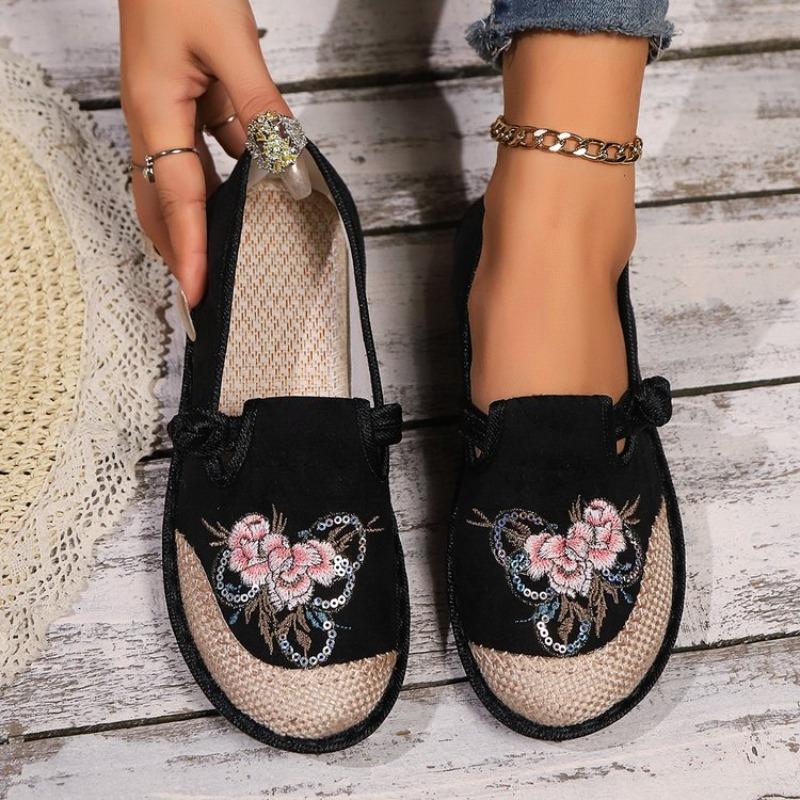 Fashion Colourful Embroider Flowers Soft Sole Shoes Women Patchwork Big Size Casual Shoes Comfort Light Spring New Ladies Walking Shoes