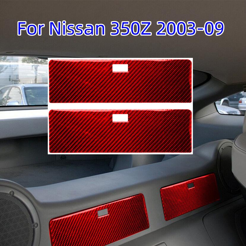 2x For Nissan 350Z 2003-2009 Red Carbon Fiber Rear Storage Box Panel Cover Trim