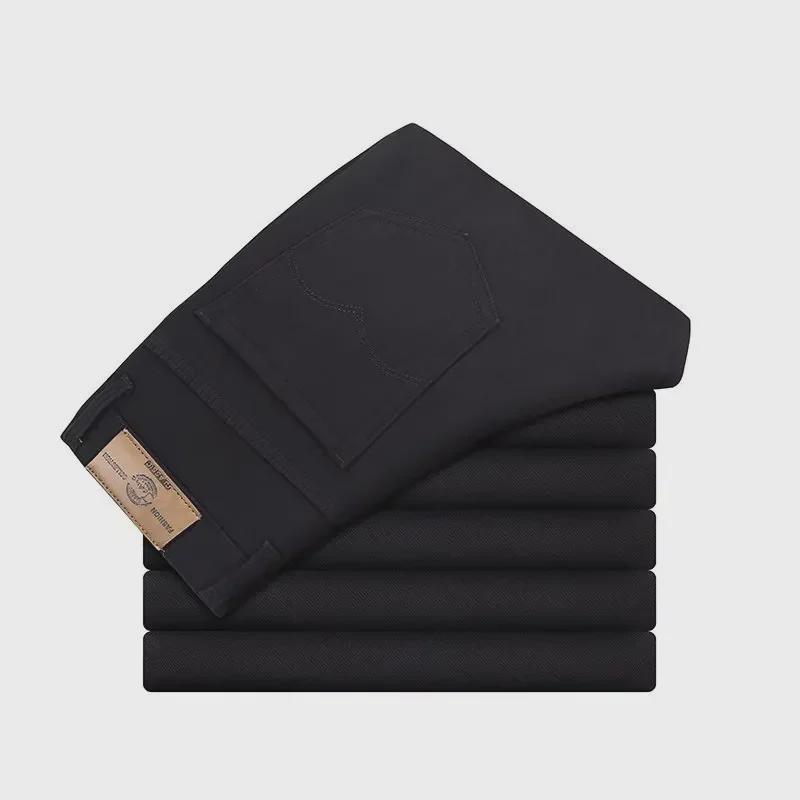 Men's Spring and Summer Solid Color Straight Slim Trousers - Korean Style, Large Size
