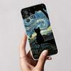 Cat Van Gogh Starry Sky For Samsung Galaxy A55 Case A54 A52 A53 5G A15 A14 A13 A23 A51 A34 A35 A33 A32 A72 A71 Clear Phone Cover