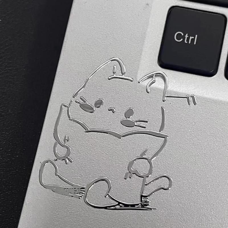 Waterproof 3D Metal Stickers With Girl And Cat Cartoon Characters For Phone Laptop DIY Decoration Creative Aesthetic Style