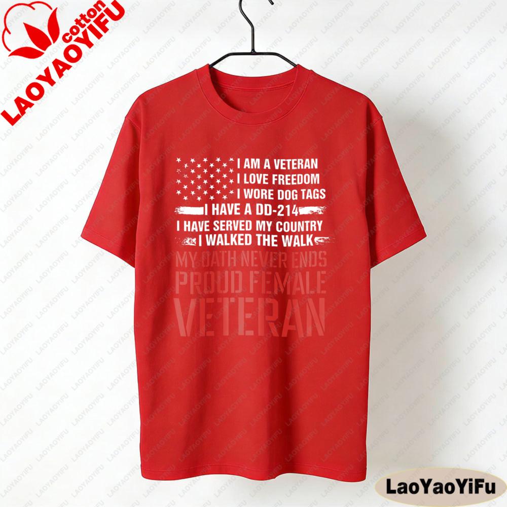 Proud FeUnisex Veteran Shirt Veteran Day Tshirt 4th of July Gift Veteran Women Tee Oversized Tees Oneck Pattern Clothes Tops