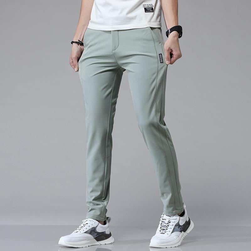 Men's Summer Ice Silk Quick-Dry Elastic Casual Pants - Breathable, Loose, Straight Sports Trousers