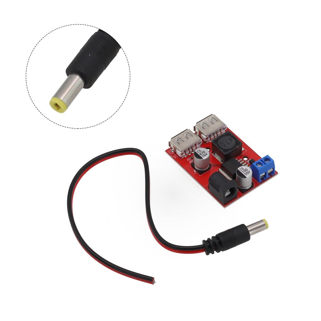 DC 6V-40V To 5V 3A Double USB Charge DC-DC Step-down Converter Module With Wire For Vehicle Solar Controller Charger