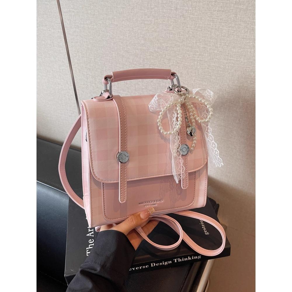Super Fire Niche Handbag Women's 2025 New Delicate Plaid Mini School Bag Premium Commuter Backpack
