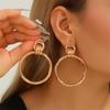 Vintage Glossy Large Circle Metal Dangle Earrings for Women Girl Popular Geometric Exaggerated Stud Earrings Jewelry Accessories