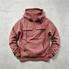 Men's Retro Workwear Hoodie Half Zip Oversize Multi-Pocket Solid Color Pullover Casual Streetwear