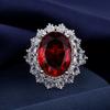 European and American five-carat simulated high-carbon diamond pigeon blood ruby ring, female luxury temperament, advanced sense of cold wind ring