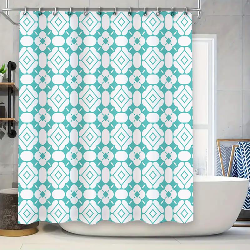 

Modern Geometric Pattern Shower Curtain Waterproof Decor For Bathroom Blue White Set (180X240Cm).Com Product Title: Modern Geome W60H190(CM)-1 Pcs