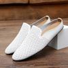 FashionGenuine Leather Loafers Mens Casual Shoes Breathable Men Half Flats Light Muller Shoes Fashion Comfort Slippers Summer Half Drag